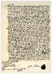 Vereinbarung zwischen John Milton und Samuel Symons, 27. April 1667 von Unbekannt