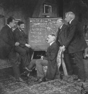 Albert Einstein und andere Physiker im Haus von Paul Ehrenfest, Leiden, Niederlande