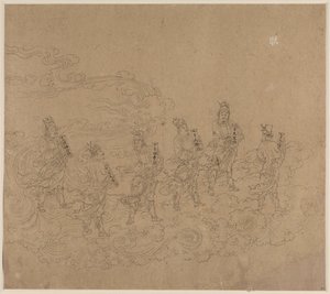 Album mit daoistischen und buddhistischen Themen: Prozession der daoistischen Gottheiten: Blatt 24, 1200er Jahre von Unbekannt