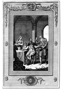 Alfred der Große teilt sein Brot mit einem armen Pilger, 9. Jahrhundert, 1772