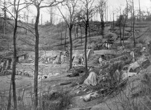 Alliierter Kommandoposten auf dem Kemmelberg bei Ypern, Belgien, 23. April 1918