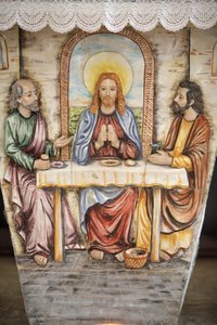 Altar, der Jesus mit den Emmaus-Pilgern darstellt, Depressa, Italien von Unbekannt