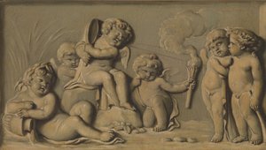 Amorini beim Spielen, eines von einem Paar, 1770-90 von Unbekannt