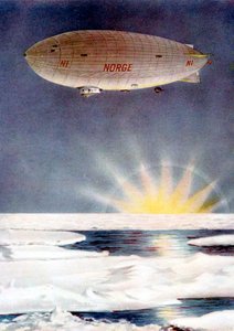 Amundsens Luftschiff, die Norge, über dem Nordpol, 1926