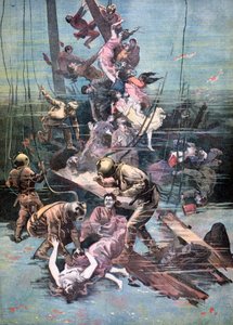 Ein Unfall in Santander, Taucher suchen nach den Leichen der Opfer, 1893 von Unbekannt