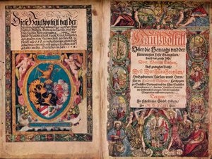 Ein frühes Autogrammalbum: Eine Hauspostille aus den Werken von Martin Luther, ca. 1550 von Unbekannt