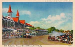 Ein spannendes Finale in Churchill Downs, Louisville, Ky, ca. 1940