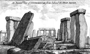 Ein innerer Blick auf Stonehenge hinter dem Hochaltar, 1760 von Unbekannt