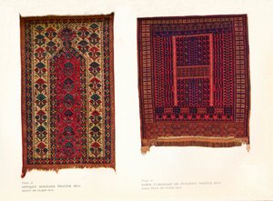 Antiker Buchara-Gebetsteppich und Sarik-Turkmenen- oder Punjdeh-Gebetsteppich, ca. 1920 von Unbekannt