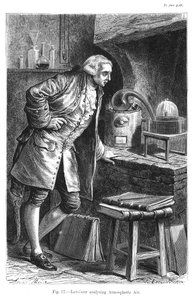 Antoine Laurent Lavoisier, französischer Chemiker, untersucht die Existenz von Sauerstoff in der Luft, 1873