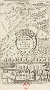 Ackerbau, Säen und Wachsen Frontispiz zu einem Buch über Landwirtschaft