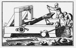 Archimedes Belagerungskatapult. Aus Die Historien von Polybius, 1727