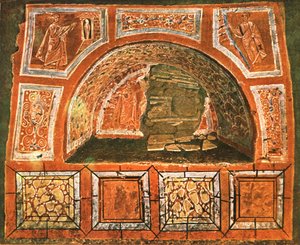 Arcosolium in der Katakombe von Domitilla an der Via Ardeatina, Rom, Italien, 1928