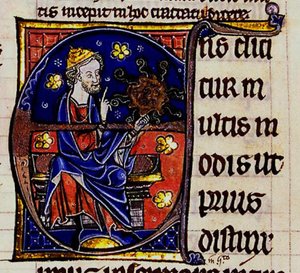 Aristoteles. Aus: Commentarium magnum Averrois in Aristotelis De Anima libros, 13. Jahrhundert