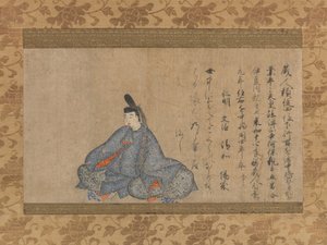Ariwara Narihira 825-880... Fujifusa-Version der Sechsunddreißig Unsterblichen Dichter, 1. Hälfte des 15. Jahrhunderts von Unbekannt