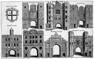 Wappen und Tore der Stadt London, um 1650, 19. Jahrhundert von Unbekannt