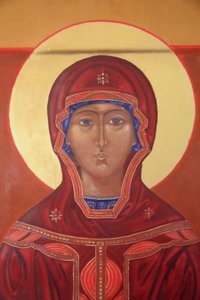Ars-sur-Formans, Ain, Frankreich - Ars-sur-Fromans. Heiligtum von Jean-Marie Vianney (der Pfarrer von Ars). Jungfrau Maria Ikone. von Unbekannt