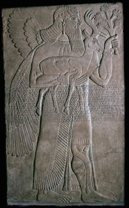 Assyrisches Relief einer geflügelten Figur von Unbekannt