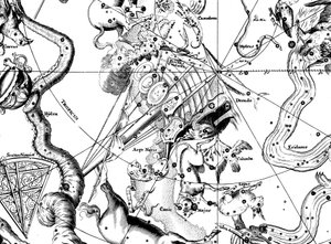 Astronomische Karte, zentriert auf das südliche Sternbild Argo Navis, 1742