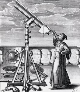Astronomisches Teleskop mit Beobachter