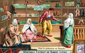 Bei einem Schuhmacher in der Türkei, ca. 1900 von Unbekannt