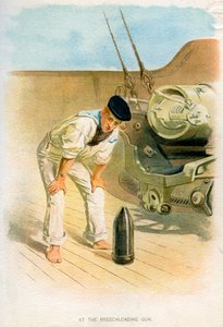 Am Hinterladergeschütz, um 1890-1893 von Unbekannt
