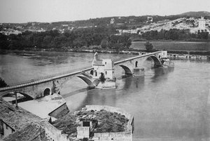 Avignon - St. Benezet-Brücke und Rhonetal, Ansicht vom Doms Fort, um 1925 von Unbekannt