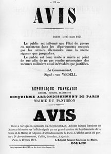 Avise, aus französischen politischen Plakaten der Pariser Kommune, Mai 1871