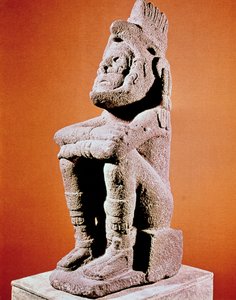 Aztekische Skulptur einer sitzenden männlichen Figur, um 1375-1521