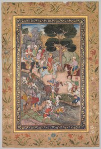 Babur trifft Sultan Ali Mirza am Kohik-Fluss, aus einem Babur-nama Memoiren von Babur, ca. 159 von Unbekannt