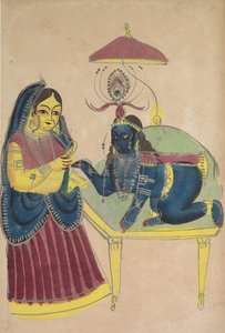 Baby Krishna bittet Yashoda um Butter, 1800er Jahre