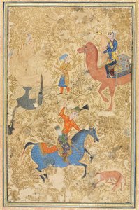 Bahram Gur und Azada, aus einem Shahnama Buch der Könige von Firdausi 940-1019 oder 1025, 1500er Jahre