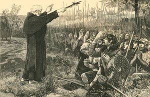 Bannockburn: Der Abt von Inchaffray segnet die Schotten vor der Schlacht, 1314, 1890