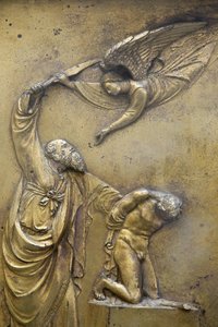 Baptisterium San Giovanni. Paradiespforte. Abraham opfert Isaak, Florenz, Italien von Unbekannt