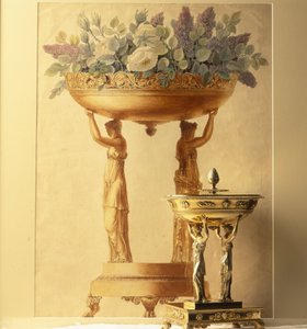 Korb, getragen von zwei Frauen, Aquarell von Garneray