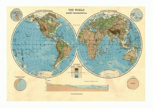 Bathy-Orografische Karte der Welt, ca. 1920er Jahre von Unbekannt