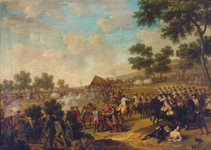 Schlachtenszene aus dem Siebenjährigen Krieg, zweite Hälfte des 18. Jahrhunderts von Unbekannt