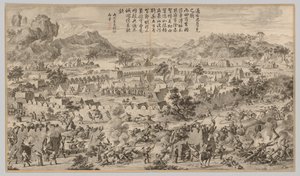 Schlacht bei Tunggushi Luke: aus Schlachtszenen der Niederschlagung der Aufstände..., ca. 1765-1774