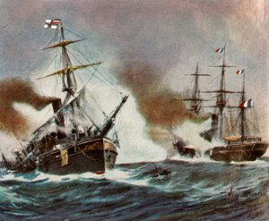 Schlacht zwischen der Meteor und der Bouvet vor Havanna, 9. November 1870, 1936 von Unbekannt