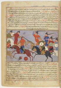 Schlacht zwischen den mongolischen und Jin-Jurchen-Armeen in Nordchina im Jahr 1211. Miniatur aus Jami al-taw