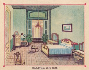 Schlafzimmer mit Bad - Hotel Florida - Havanna - Kuba, um 1910 von Unbekannt
