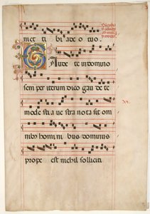 Bifolium mit verziertem Initial C, aus einem Graduale, zweite Hälfte des 15. Jahrhunderts