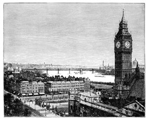Big Ben und die Houses of Parliament, Westminster, London, 1870 von Unbekannt