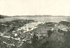 Vogelperspektive des Hafens, Bergen, Norwegen, 1895 von Unbekannt
