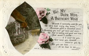 Geburtstagskarte von einem Ehemann an seine Frau, ca. 1918 von Unbekannt