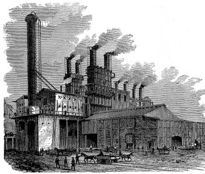 Hochöfen bei den Phoenix Iron and Bridge Works, Phoenixville, Pennsylvania, USA, 1873 von Unbekannt