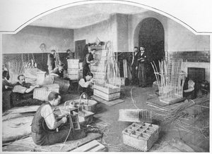 Blinde Korbmacher bei der Arbeit, Tottenham Court Road, London, um 1901-1903 von Unbekannt