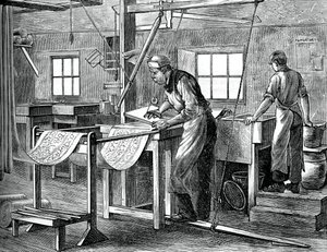 Blockdrucker bei der Arbeit, ca. 1880