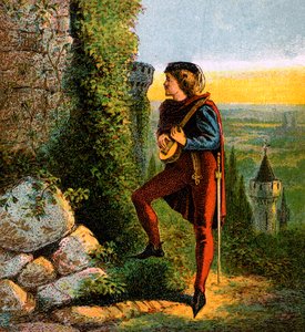 Blondel im Gefängnis von Richard, 12. Jahrhundert, um 1850 von Unbekannt
