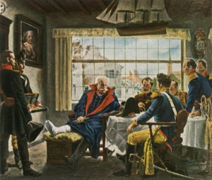 Blücher nimmt Napoleons Medaillen und Hut nach Waterloo in Besitz, 18. Juni 1815 von Unbekannt